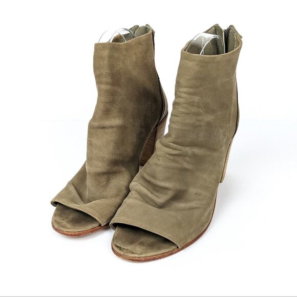 Free People Womens Shoes Clearwater Tan Heel Peep Toe Bootie Size 8 - Picture 1 of 11